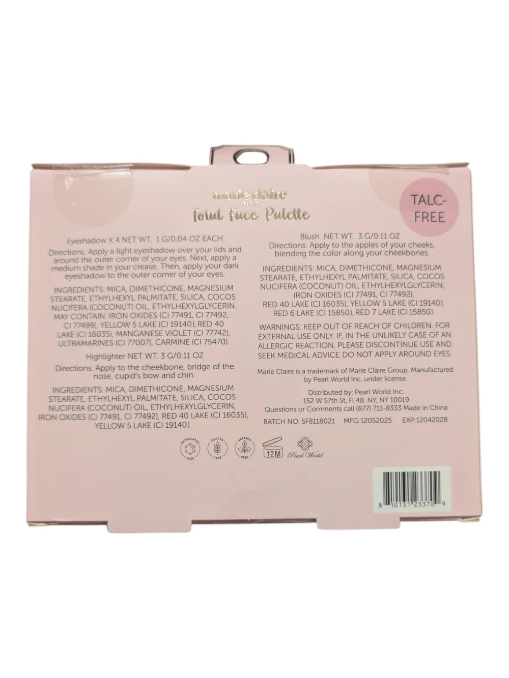 Marie Claire Paris Total Face Palette Natural Charm New Sealed